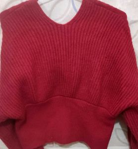 Red Knit Wrap Sweater