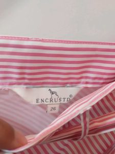 Chic Pink Striped Wrap Skirt with Bow