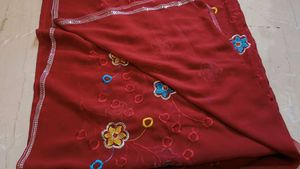 Maroon Floral Embroidered Saree