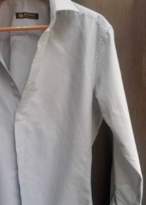 White Vertical Striped Shirt Casual + Formal