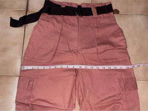 Dusty Rose Cargo Pants with Belt