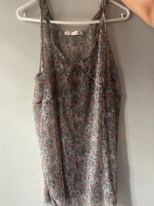 Sheer Floral Print Tank Top