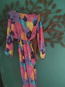 Vibrant Floral Cut-Out Maxi Dress