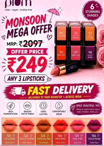 Plum Monsoon Mega Offer Lipsticks - 3 Pc