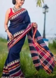 Elegant Navy Saree with Red Border