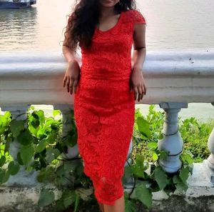 Elegant Red Lace Dress