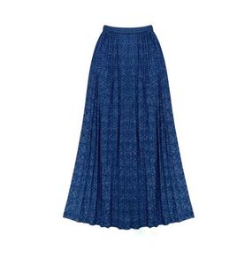 Blue Pleated Maxi Skirt