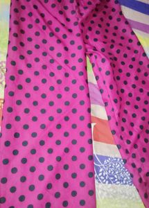 dark Pink Polka Dot Kurta Set with Pants