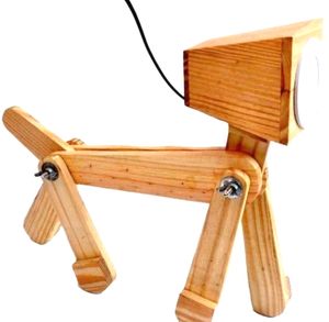 Wooden Robot Lamp