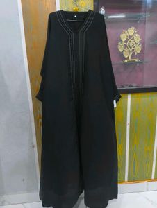 Elegant Black Abaya with Detailed Embroidery