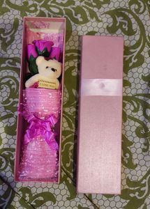 Cute Teddy Bear &amp; Rose Gift Box