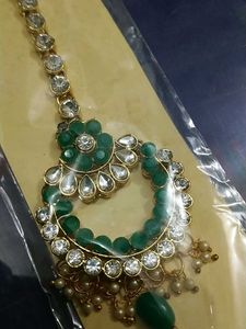 Green Maang Tikka with Crystals