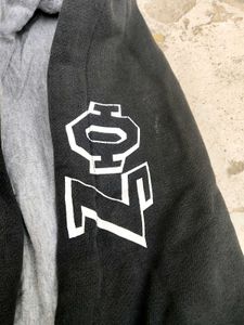 Black Graphic Print Zip-Up Hoodie