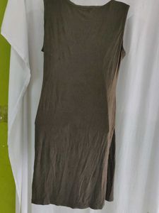Olive Green Ruched Dress