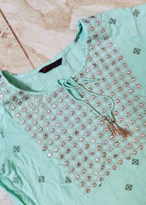 Sea Green A-line Kurti