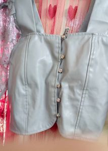 Princess Leather Grey Corset 🩶🤍
