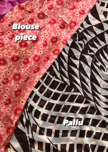 Half Nd Half Style Peach Saree With Unstitched Blouse