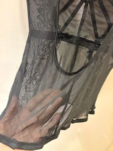 Black Lace Detail Corset Top