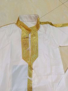 🪙🤍White Kurta with Gold Embellishments