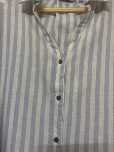 Blue Striped Button-Up Shirt