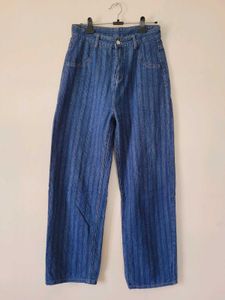 Wide Leg Blue Denim Jeans