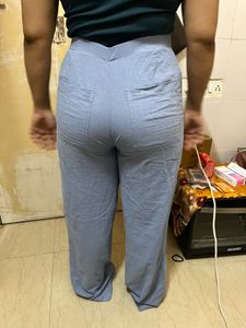 Light Blue Linen Blend Pants