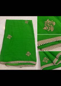 Elegant Green Embellished Party-Wear Saree 💚✨