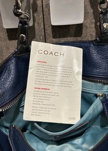 Coach Navy Leather Tote Bag