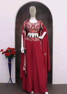 Red Embroidered Lehenga Set