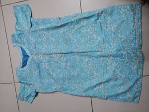 Blue Floral Print Kurta Set