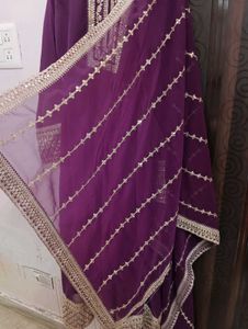 Elegant Purple Embroidered Kurta Set L size