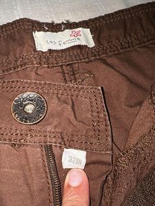 Brown Cargo Cropped Pants