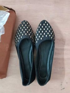 New Embellished Black Ballet Flats size 37