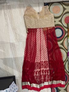 Red 3 Piece Dress With Dupatta