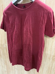Unisex Maroon Round Neck T-Shirt