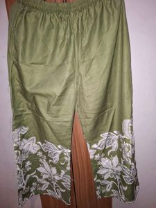 Green Kurta with White Floral Print