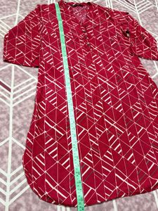 Red Geometric Print Kurta