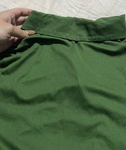 Green Shirt Ruched Dress