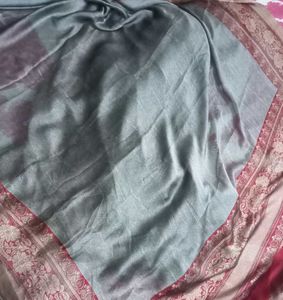 Grey Soft Silk Saree with Maroon Designer Border