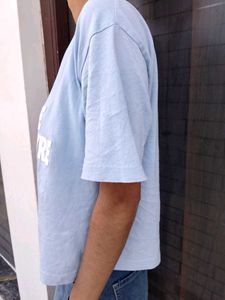 Light Blue Graphic V-Neck T-Shirt