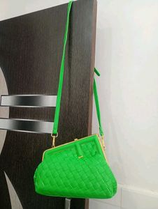 Green Woven Clutch Sling Bag