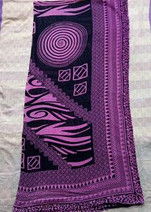 Purple Printed cotton Pant and Dupatta Set