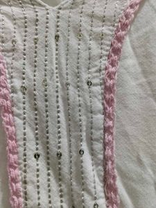 White Embroidered Kurta with Pants