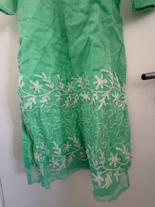 Mint Green Kurta with Dupatta hand stitch