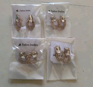 (Combo Of 4) Stone Work Earrings