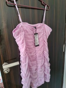 Sheer Ruched Mini Dress