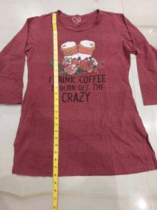 Maroon Graphic Print Tunic Top