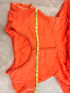 Vibrant Orange Anarkali Dress pure cotton