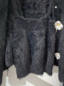 furry crop cardigan with top