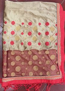 Elegant Grey Saree with Red Border